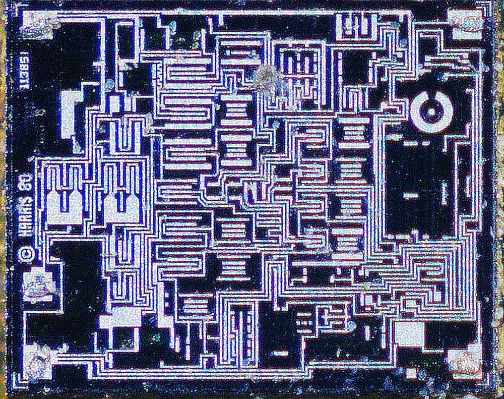 Interior of an unidentified Harris integrated circuit